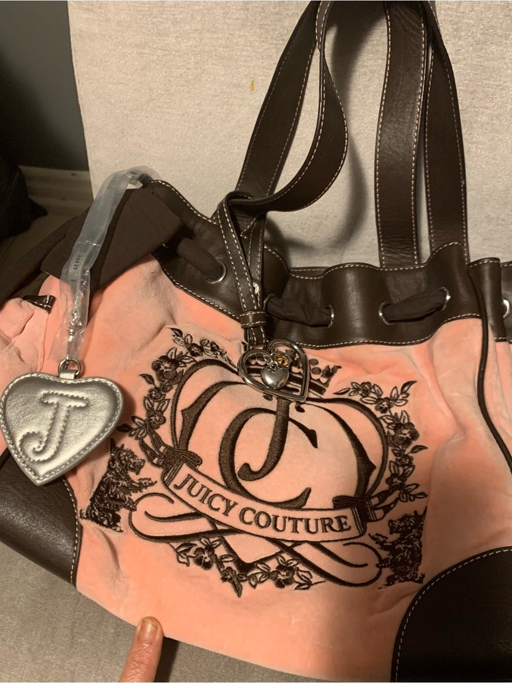 NWOT Juicy Couture Pink and Brown daydreamer with Heart Charms brand new